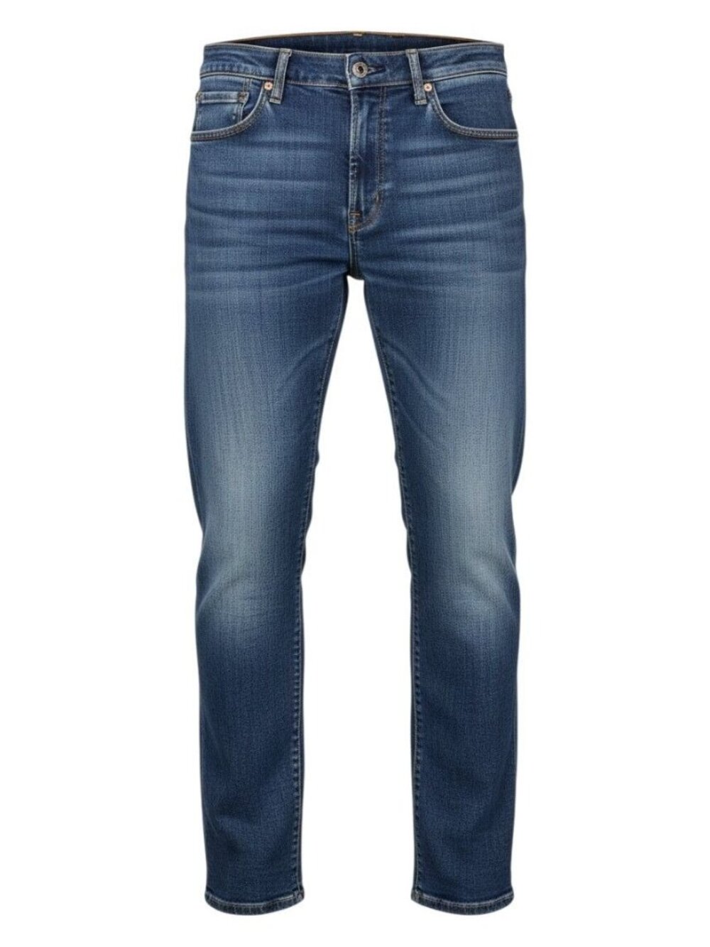 Lands' End Square Rigger Mens Straight Fit Jeans 38x32 Medium Wash Five-Pocket